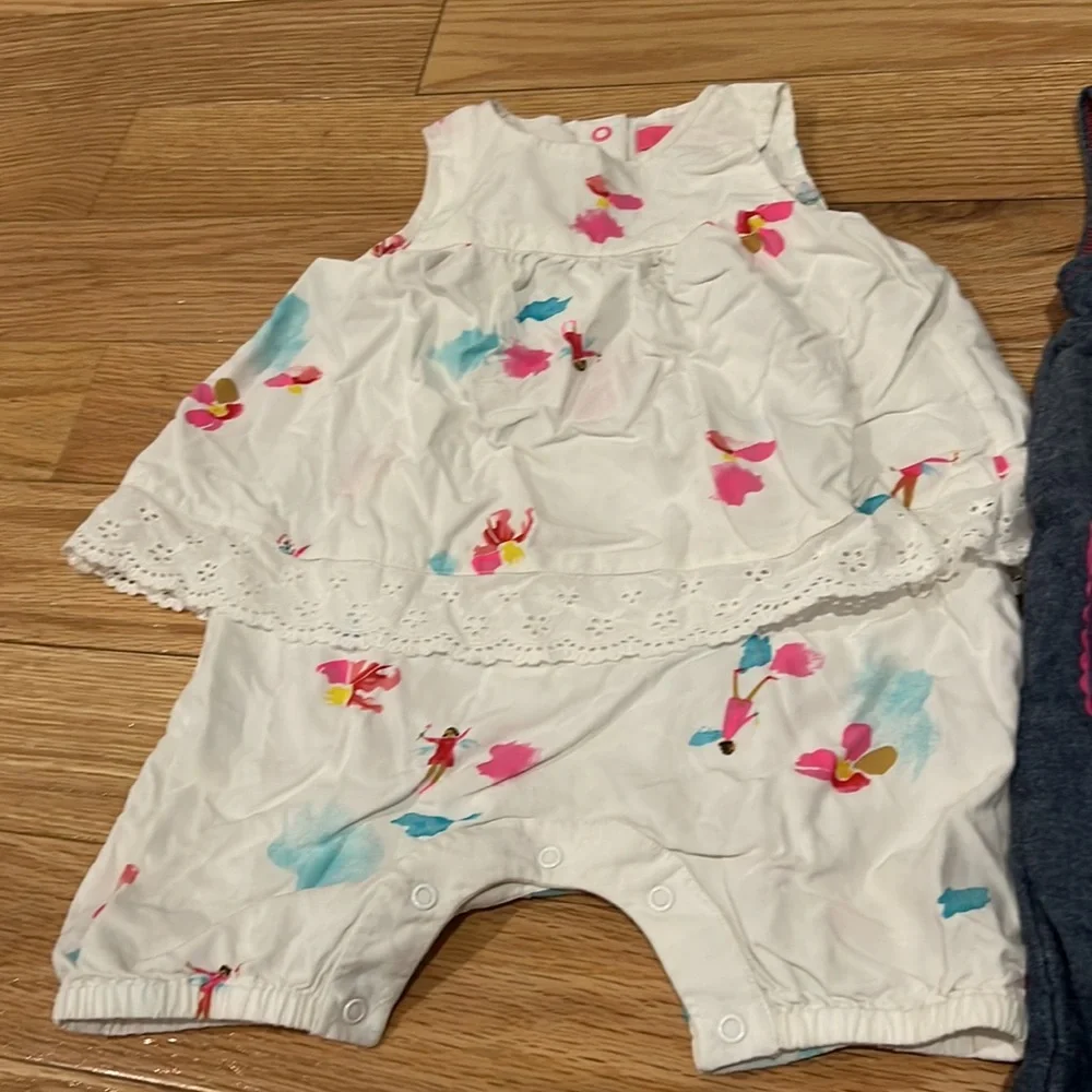 Joules summer romper and jean romper bundle | 9-12 month baby girl bundle